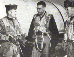 Benjamin O. Davis Lt. Col. Benjamin Davis, Jr., commanding officer of the 99th Fighter Squadron sits in the cockpit in preparation of a bomber escort mission over enemy territory. n.d. US Air Force photo from the Air University  HO, Maxwell Air Force Base Collection 